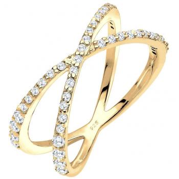 Bague en argent massif 925 dorée avec zircons cubiques