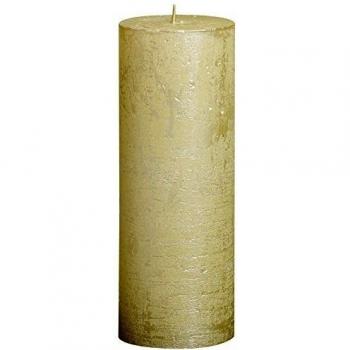Bolsius Rustik Stumpenkerze elfenbein-metallic 19 cm x 6,8 cm