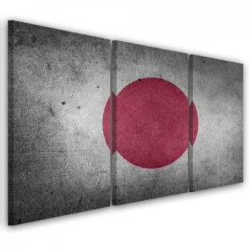 Japan 60x40 Canvas Print: Flag Design – Gray Background