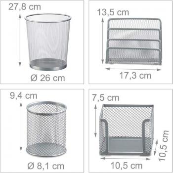 Ensemble fournitures de bureau métal gris