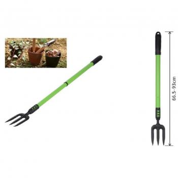 Attrezzo da Giardino Forchetta a 3 Denti Manico Estensibile 66.5-93cm
