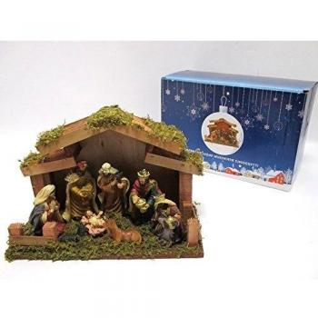 Presepe in Legno Muschiato con 8 Figure