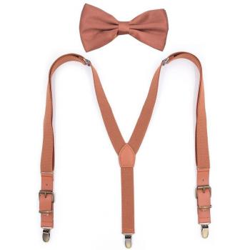 YiA096 Herren-Fliege-Hosenträger Yienws Bretels – Stilvolles Braun aus Leder