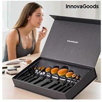 InnovaGoods 10 PCS Oval Makeup Brush Set