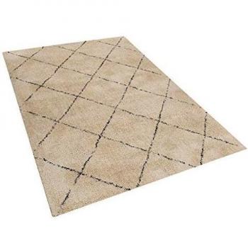 Tappeto a pelo lungo geometrico beige e nero 200 x 300 cm
