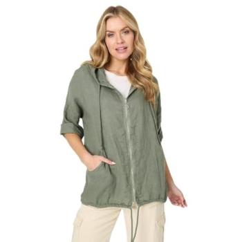 Izabel London Womens' 16 Khaki Hooded Parka, Zip Front & Drawstring