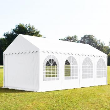 Toolport 4' x 8' White Marquee with PVC 800 Fire Resistance and Ground Frame