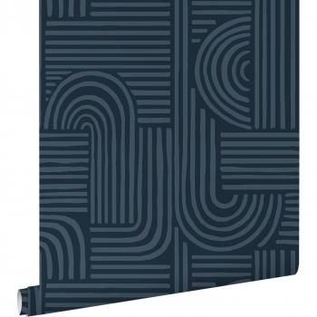 Origine Origami – Papier Peint Graphique Bleu Sombre – Estahome