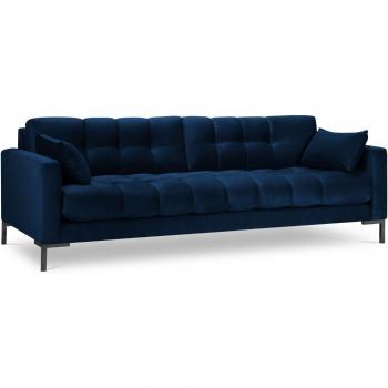 Sofá Elegante de Terciopelo Azul para 4 Personas
