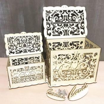 Boîte à cartes en bois pour décoration de mariage
