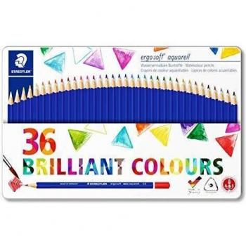 STAEDTLER Lápices de colores triangulares acuarelables Ergosoft, 156 SB12, 36 unidades, Multicolor