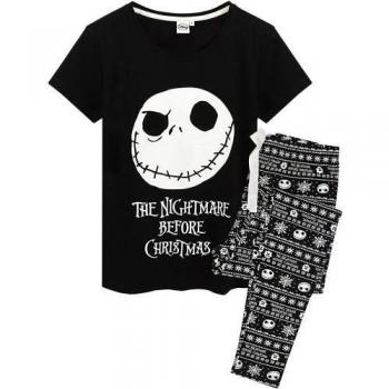 Nightmare Before Christmas Pigiama Donna L Set Nero e Bianco