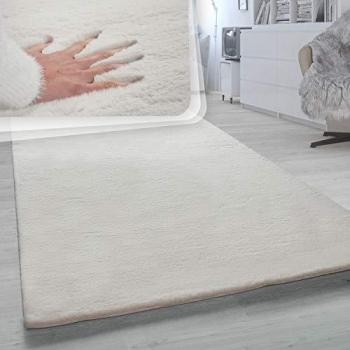 Tappeto a pelo lungo per soggiorno beige 150x170 cm