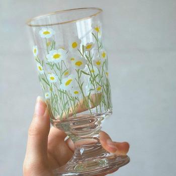 Copas de Cristal Cortas Doradas con Motivos Flora y Corazones