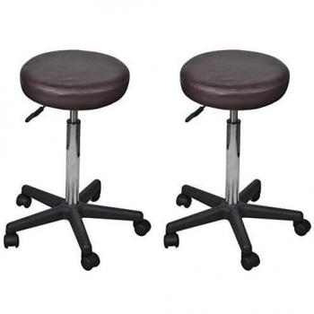 Faux Leather Office Stools 2 pcs Brown 35.5x84 cm