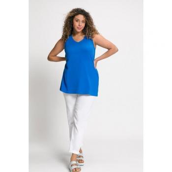 Top Blu Svasato, Scollatura a V, Donna, Taglia 56/58
