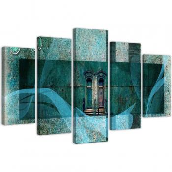 Arte Canvas 5 Fragmentos: Azules y Turquesa