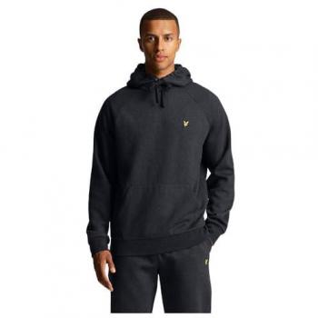 Felpa Lyle & Scott con cappuccio Raglan Nero Ghiaccio Marl L