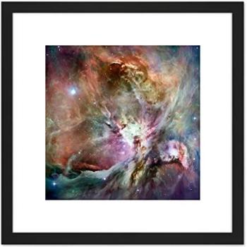 Darkwood Orion Nebula Spitzer Photo – 8 Square Mounted Wooden Frame Artwork
