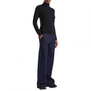 Schwarzer Wollrollkragenpullover Damen Gr. XL von UNITED COLORS OF BENETTON