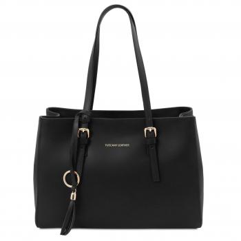 Borsa nera in pelle per spalla