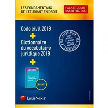 Pack étudiant essentiel 2019 : Code civil 2019 + Dictionnaire du vocabulaire juridique 2019 + Petit guide de l'étudiant en droit + Livret comparatif de la réforme du droit des contrats