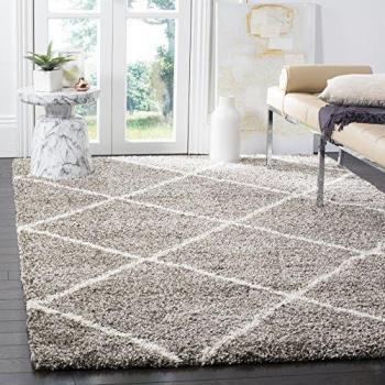 Hudson Shag 6' x 9' High Pile Rug in Gray and Ivory