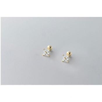 Pendientes de Tuerca de Plata 925 con Flor