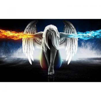 Arte a Diamanti 5D Fetiță: Ricamo Angelic, Mosaico Completo 20x30 cm
