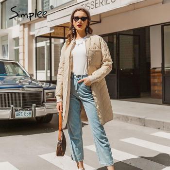 Khaki Long Sleeve Diamond Pattern Winter Overcoat for Women