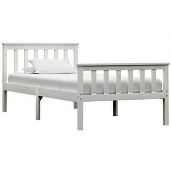 Sonata Bed Frame White Solid Pinewood 100x200 cm