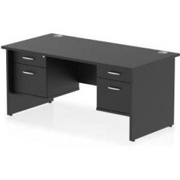 Impulse 1600 x 800mm Straight Desk with Black Top Panel