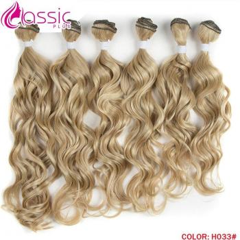 Ombre Deep Wave Synthetic Hair Extensions for Women 6 Pieces 16-20 Inch