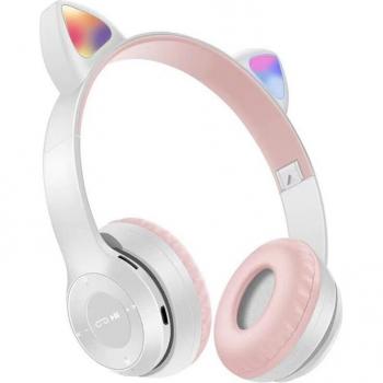 Cascos Bluetooth 5.0 con Orejas de Gato LED y Micrófono para Niños