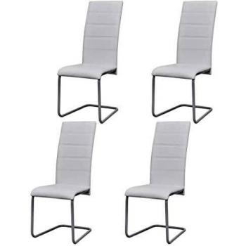 Contemporary White Faux Leather Cantilever Chairs