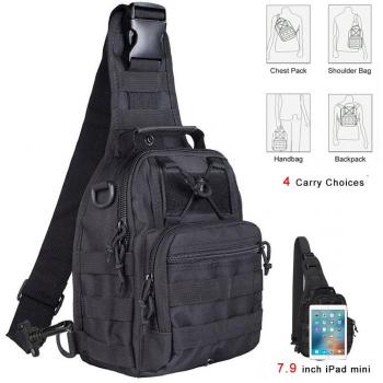 Militärischer Brust‑Sling Bag mit MOLLE‑System und Fliegengriff