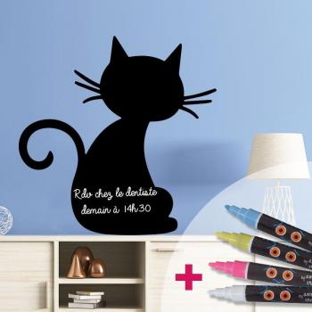 Vinilo Decorativo Gato Negro y Tizas