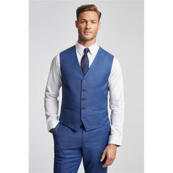 Cobalt Slim Fit Sharkskin Waistcoat