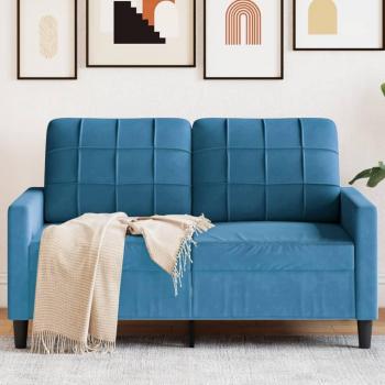 Divano a due posti in velluto blu 120 cm
