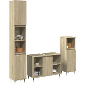 Torana: Juego de Muebles para Baño (3 piezas) en Roble Contrachapado