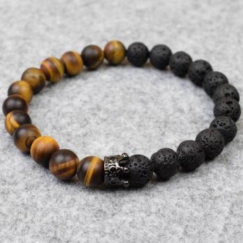 8mm Oro Negro: Pulsera Tigre & Lava