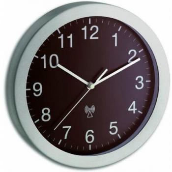 Aluminiumrahmen Funk-Wanduhr TFA Dostmann 98.1091.08 (braun)