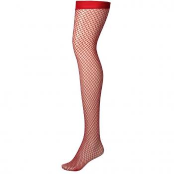 Halterlose Netzstrümpfe – Schlichtes Abschlussdesign, rot