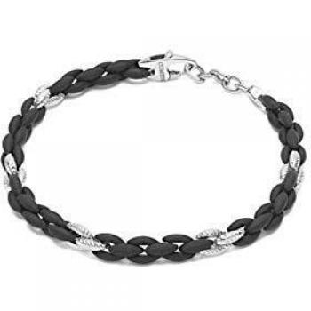 Bracciale Comete Gioielli Uomo Soft Touch Argento UBR947 Nero