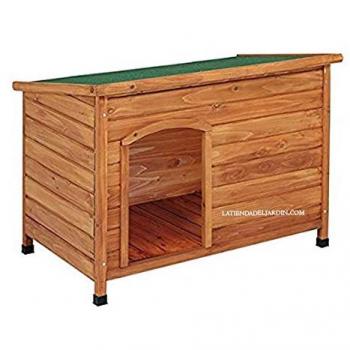 Niche Suinga en Bois pour Chiens, Toit Plat, 116x82x76 cm, Intérieure/Extérieure