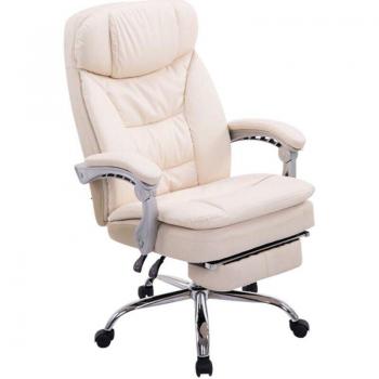 Fauteuil de bureau XL Confort Simili cuir crème Support pieds ajustable