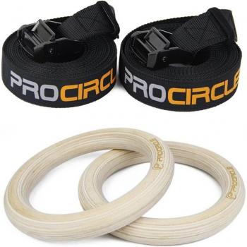 32mm/28mm Wooden Gymnastics Rings with Straps for Strength Training