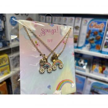 Set de 2 colliers Best Friends Forever arc‑en‑ciel