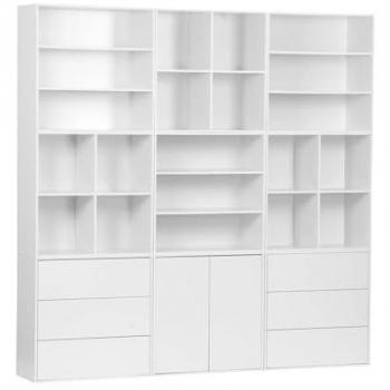 Sweeek Étagère en bois blanc, 9 modules, 210 × 35 × 210 cm