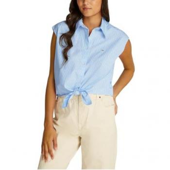 Tommy Jeans Hellblaue Bluse für Damen – Größe M (Modelldaten: DW0DW20291)